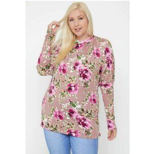 Women's Plus Size Flattering Cutout Details Floral Print Top Size 1X